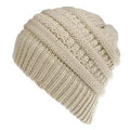Mixed Colour Knitted Ponytail Beanie For Women, 56-58cm