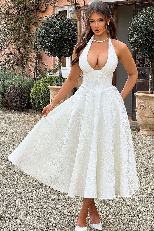 Women’s Dress | V-Neck Halterneck Maxi