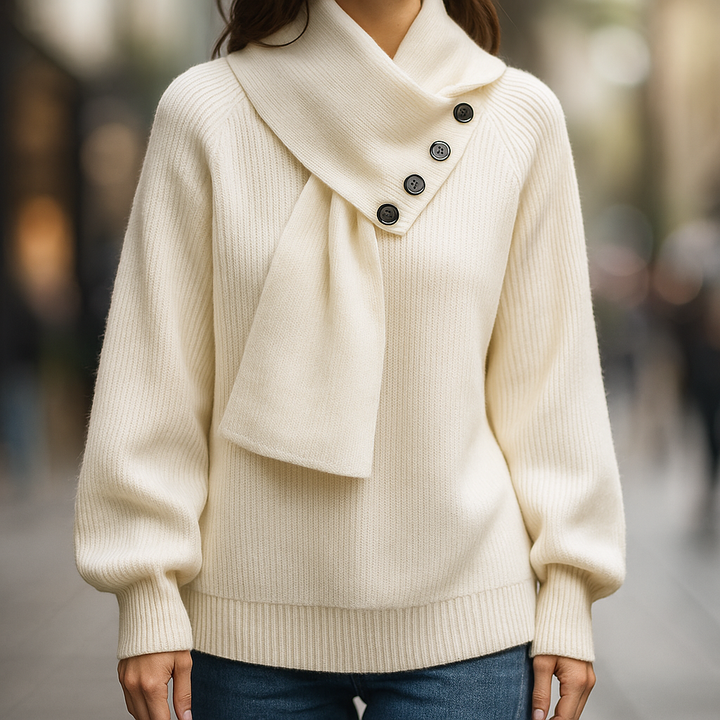 Women’s Jumper | Scarf Neck Button Detail