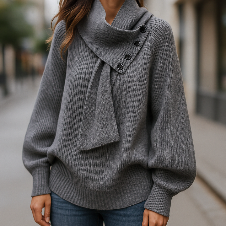 Women’s Jumper | Scarf Neck Button Detail