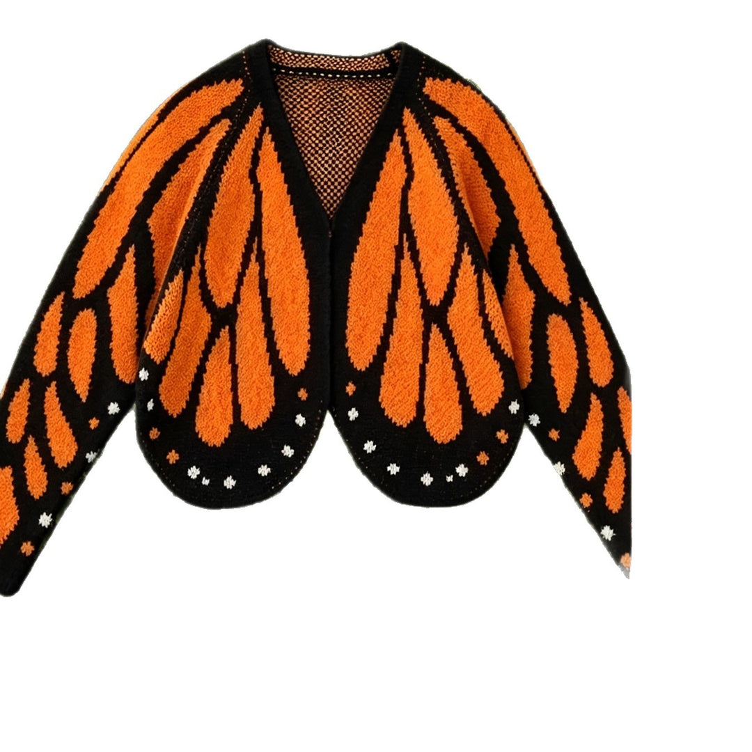 Butterfly Knit Cardigan, Open Front Long Sleeve Jumper
