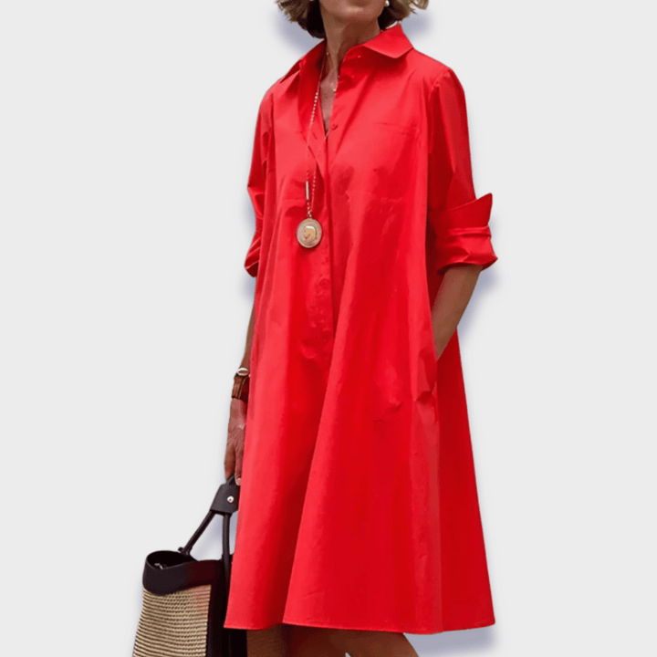Women’s Polo Dress | Collared Midi Long Sleeve