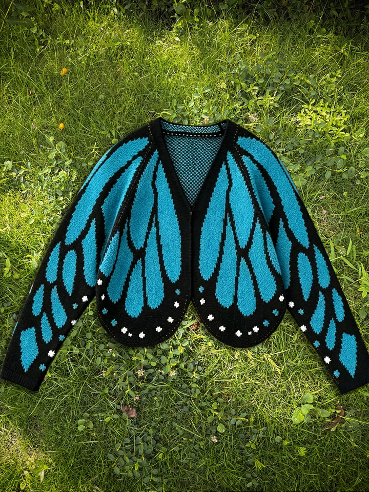 Butterfly Knit Cardigan, Open Front Long Sleeve Jumper