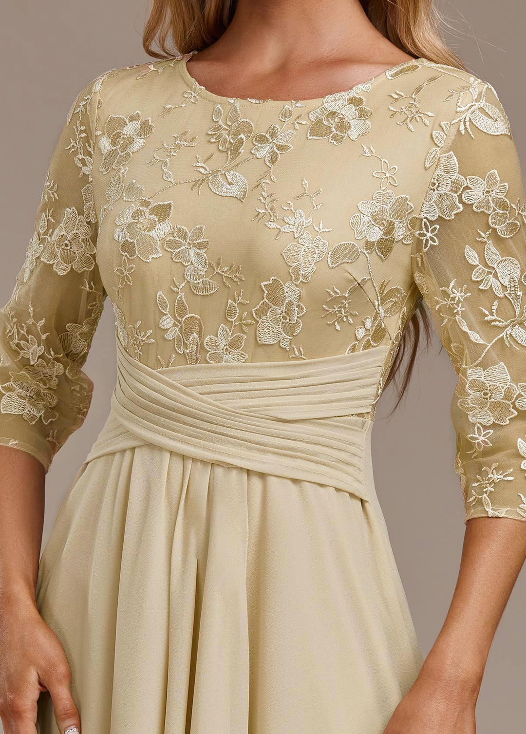 Women’s Dress | Embroidered Round Neck Midi