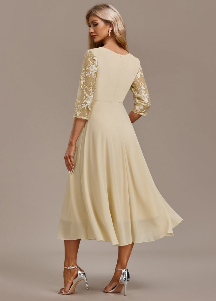 Women’s Dress | Embroidered Round Neck Midi