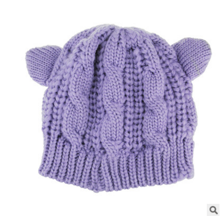 Cute Cat Ear Beanie – Hand-Knitted 3D Winter Hat