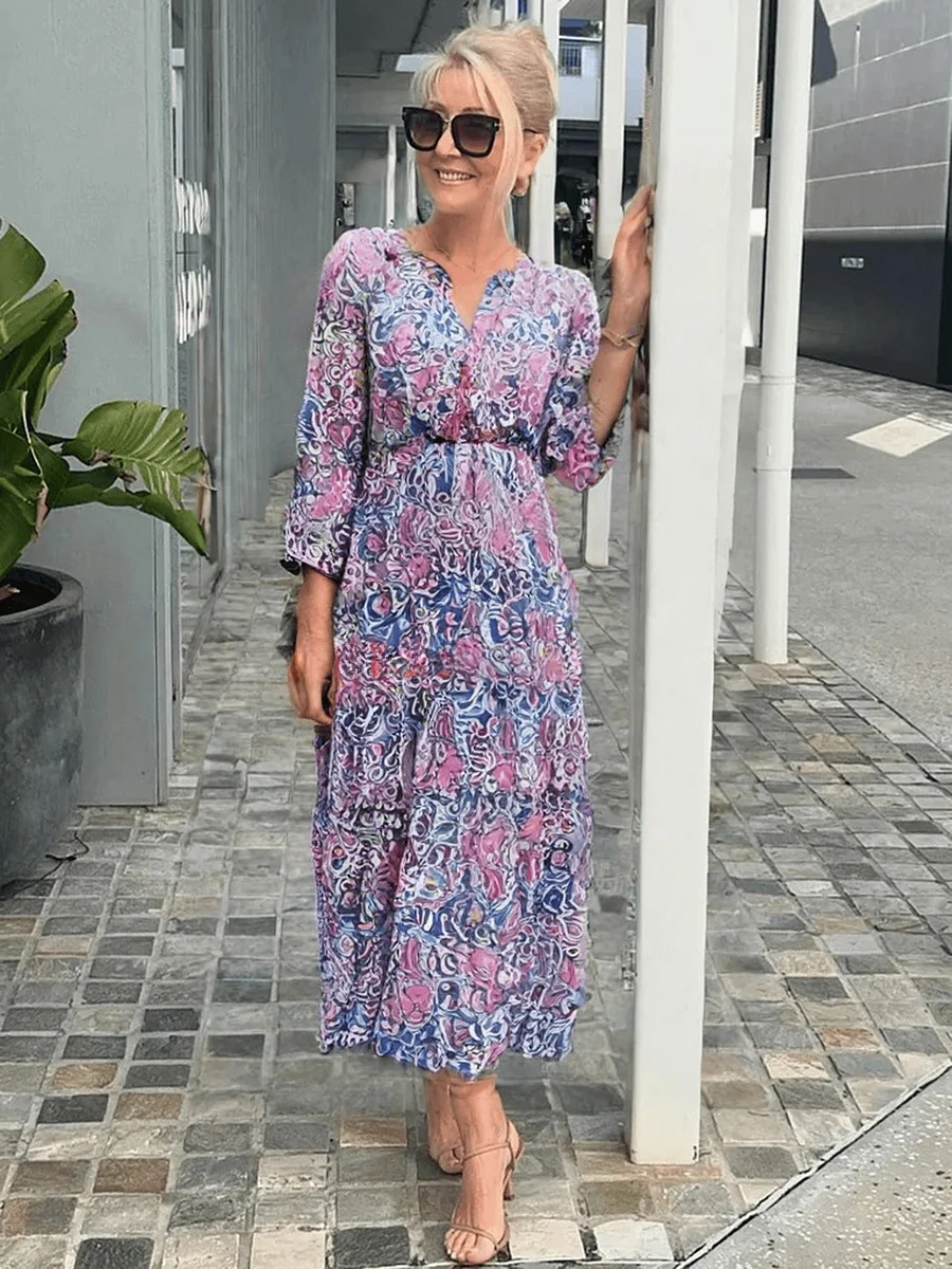 Women’s Dress | Floral V-Neck Midi