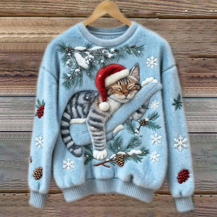 Women’s Jumper | Festive Cat Print
