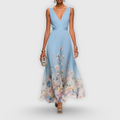 Women's Wedding Guest Maxi Dress | V-Neck Sleeveless Floral