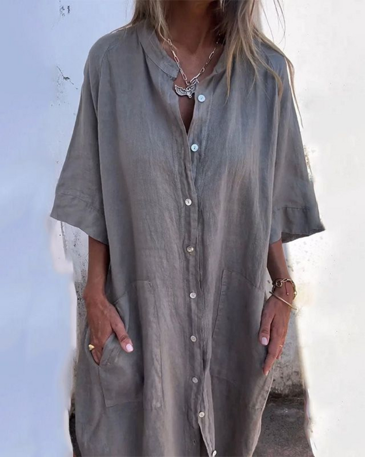 Women’s Shirt Dress | Button Front Pocket Design