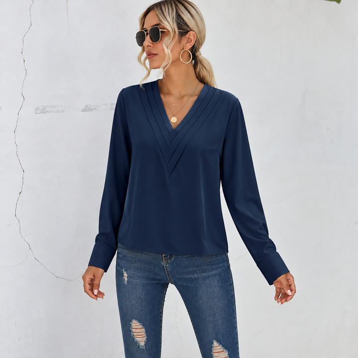 Women’s Blouse | Layered Pleated V-Neck