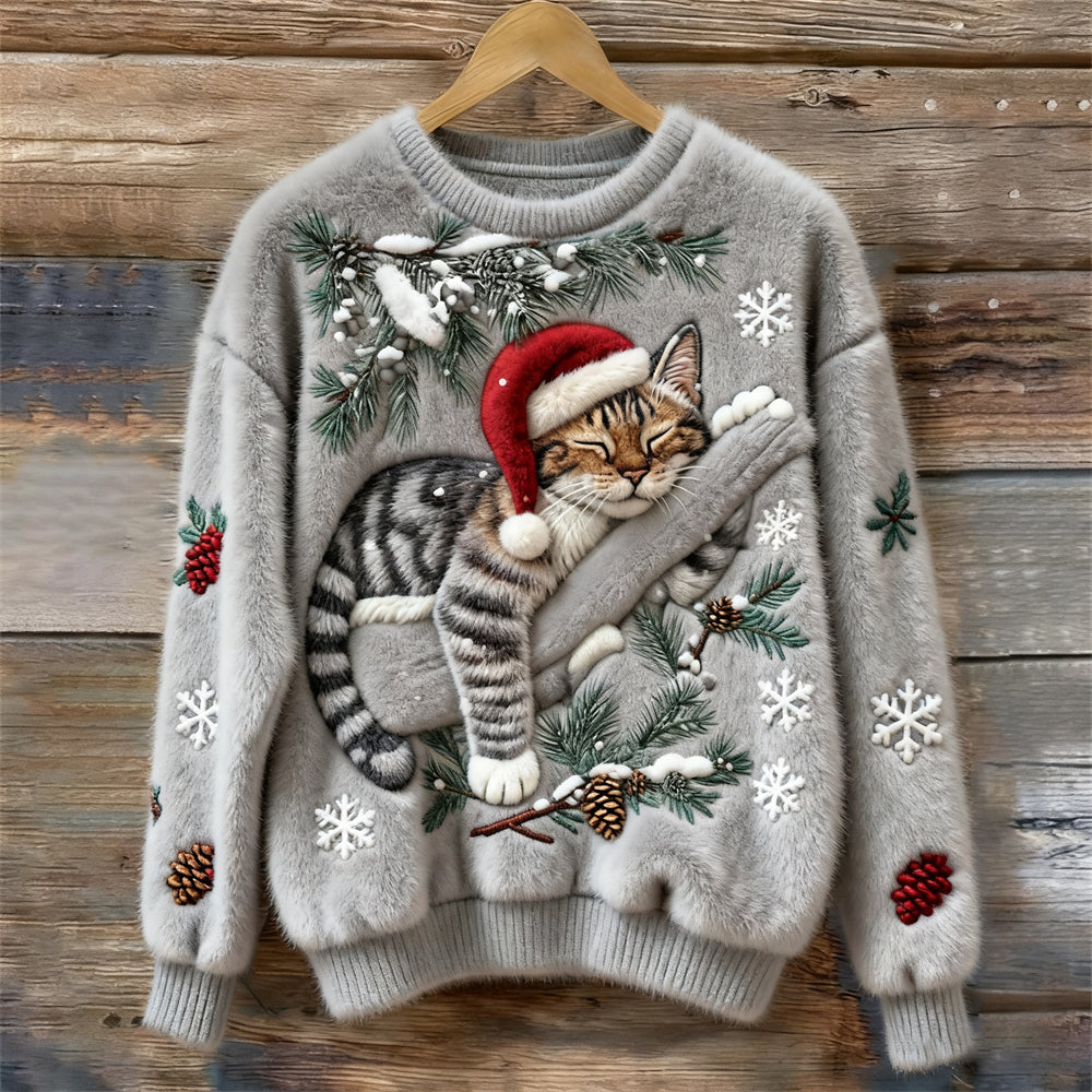 Women’s Jumper | Festive Cat Print