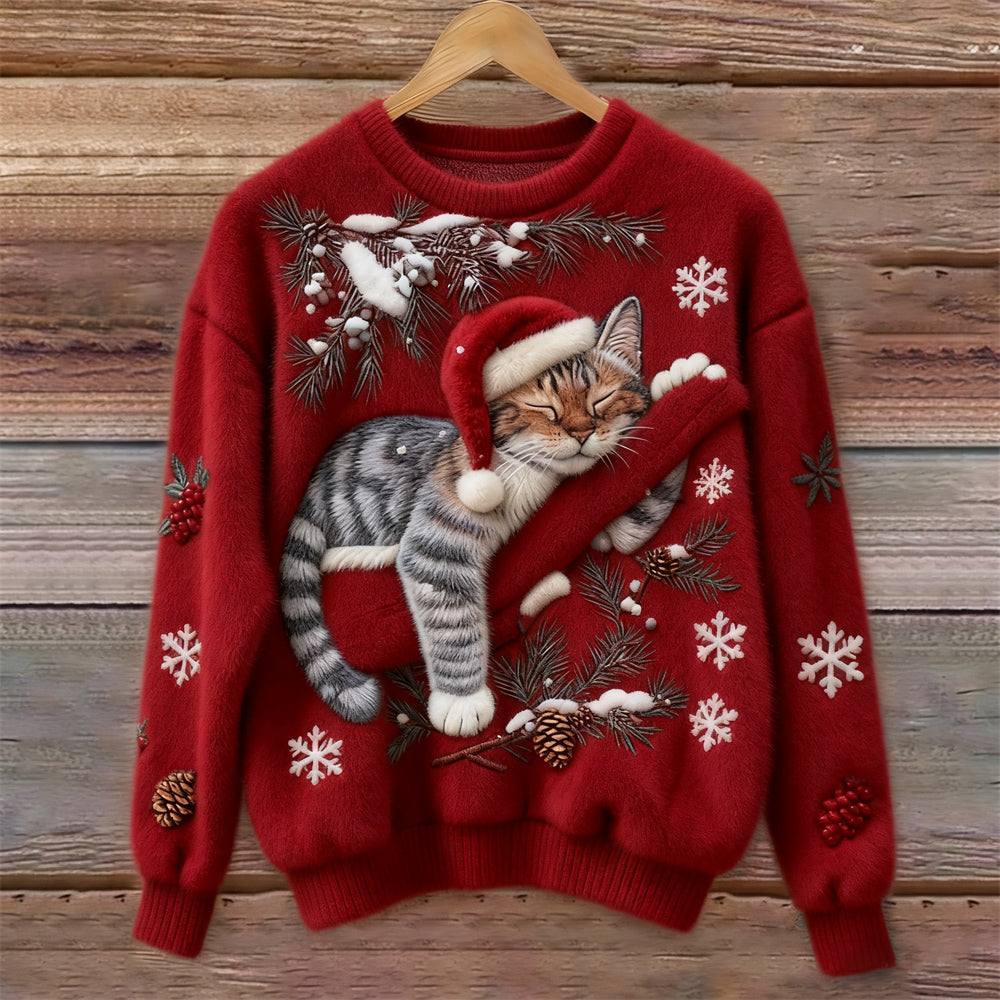 Women’s Jumper | Festive Cat Print