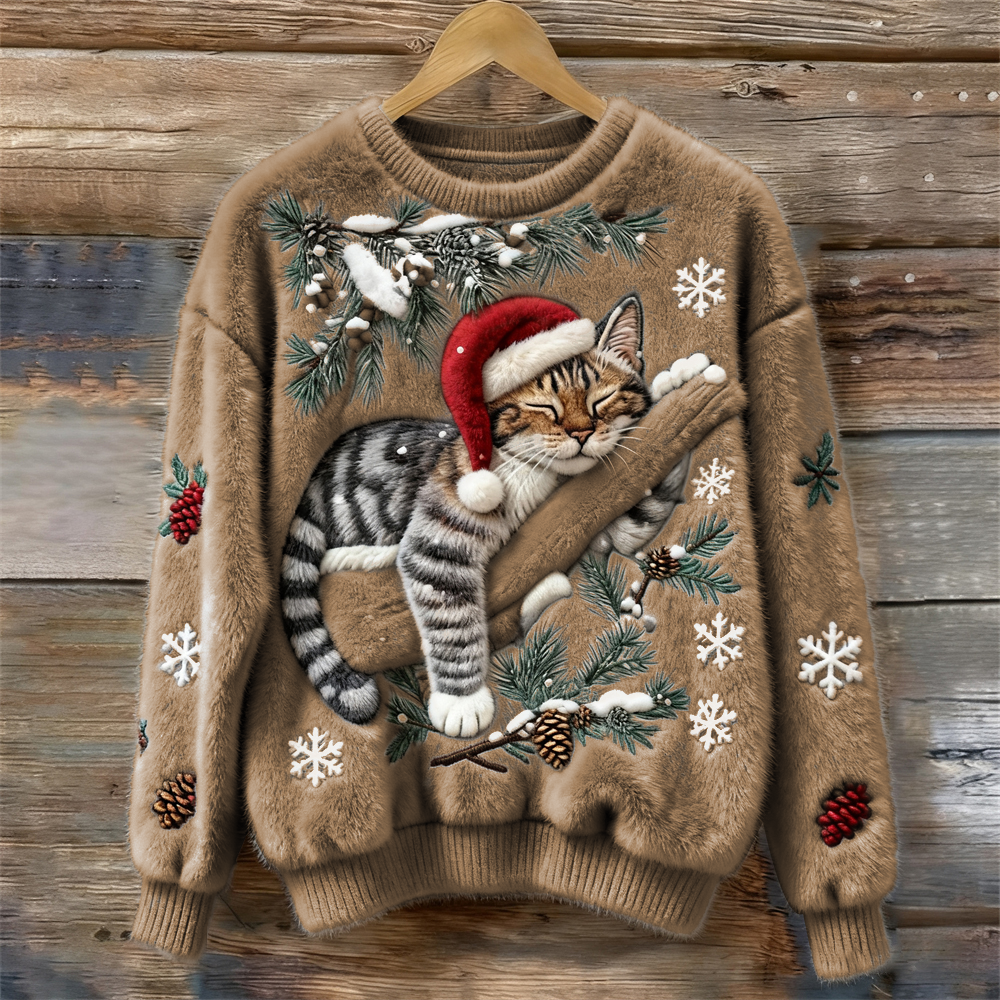 Women’s Jumper | Festive Cat Print