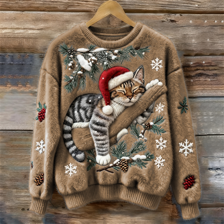 Women’s Jumper | Festive Cat Print