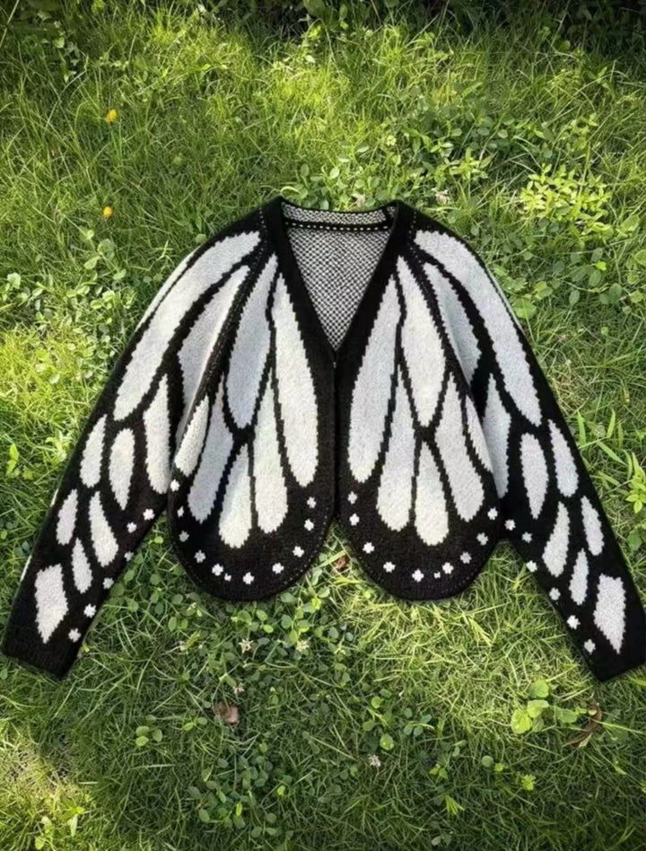 Butterfly Knit Cardigan, Open Front Long Sleeve Jumper