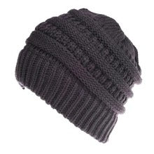 Mixed Colour Knitted Ponytail Beanie For Women, 56-58cm