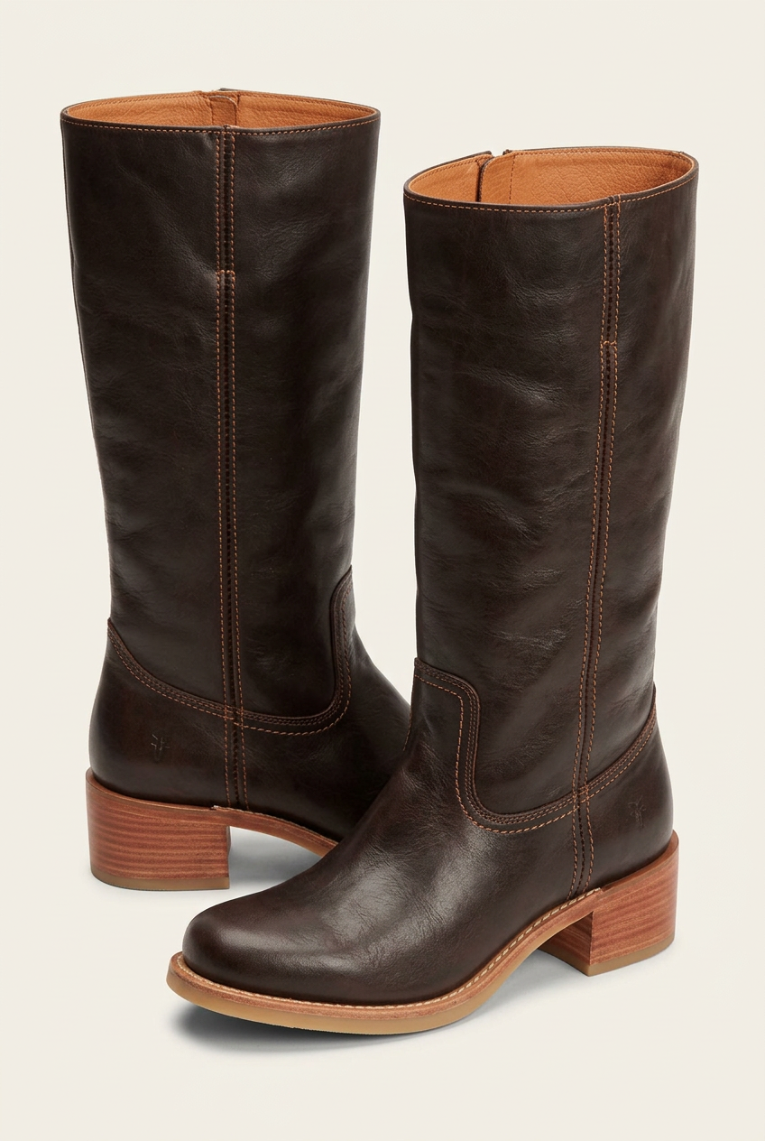 Boots For Women | Mid Calf Block Heel With Closed Toe