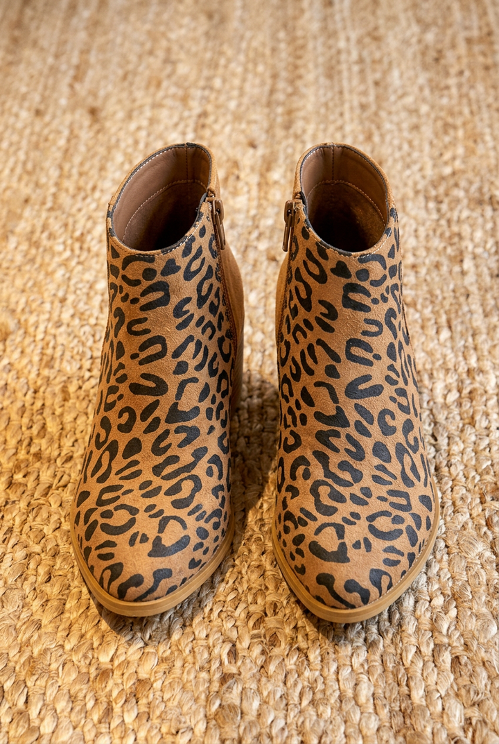 Boots for Women | Ankle-Height Block Heel and Leopard Print