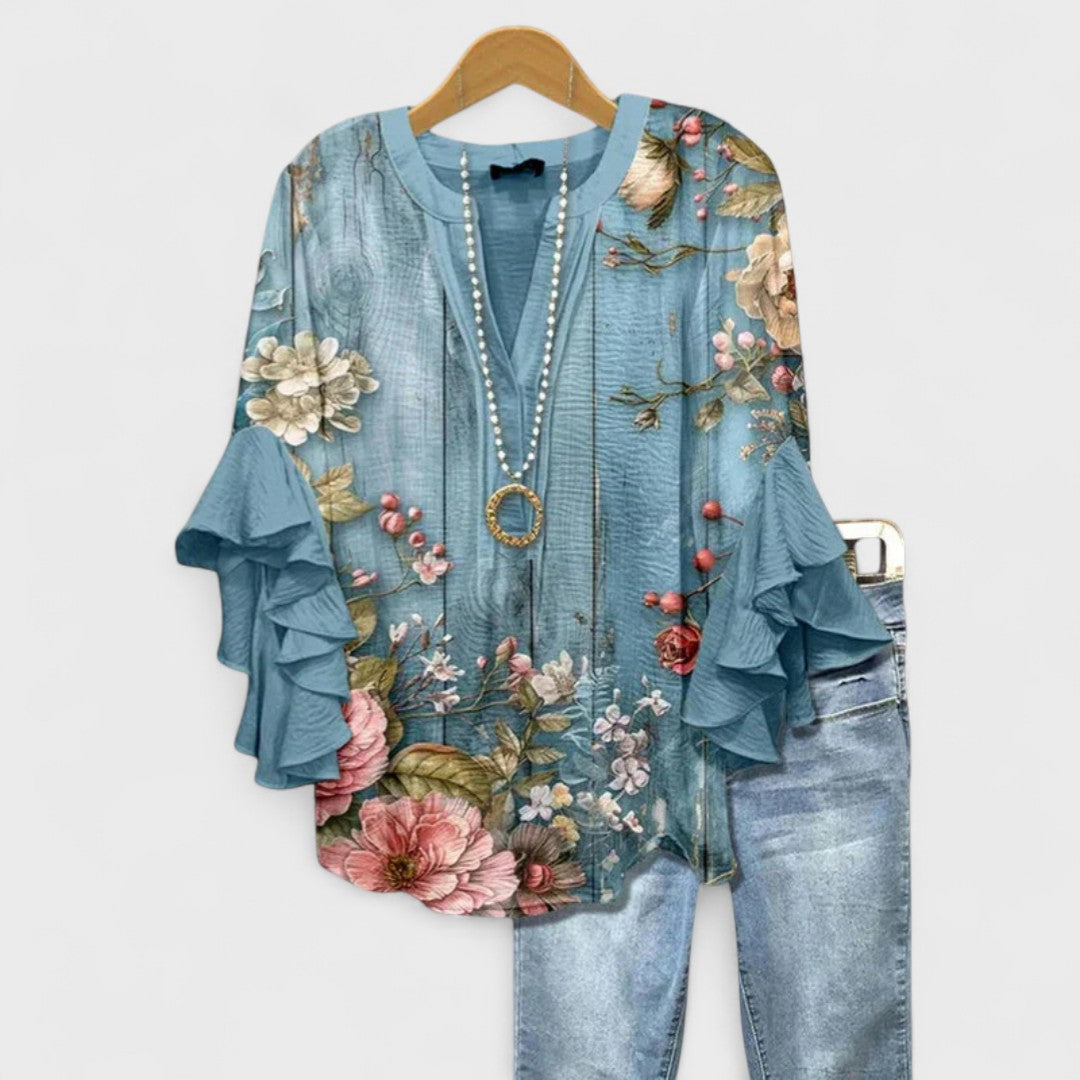 Women’s Blouse | V-Neck Ruffle Sleeve