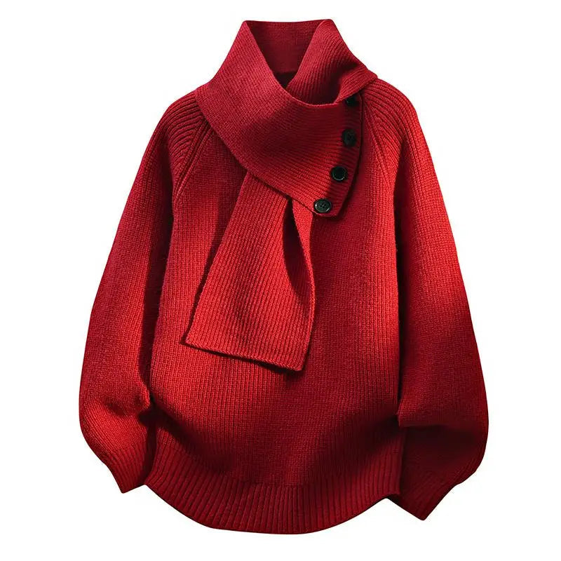 Women’s Jumper | Scarf Neck Button Detail