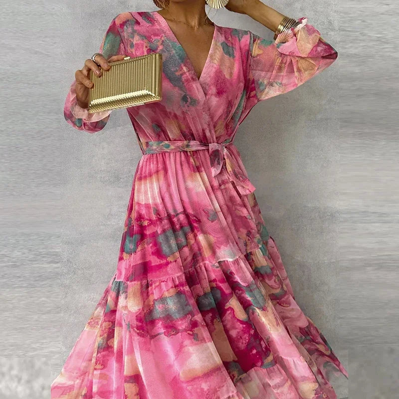Women’s Dress | Floral Wrap Maxi with V-Neck