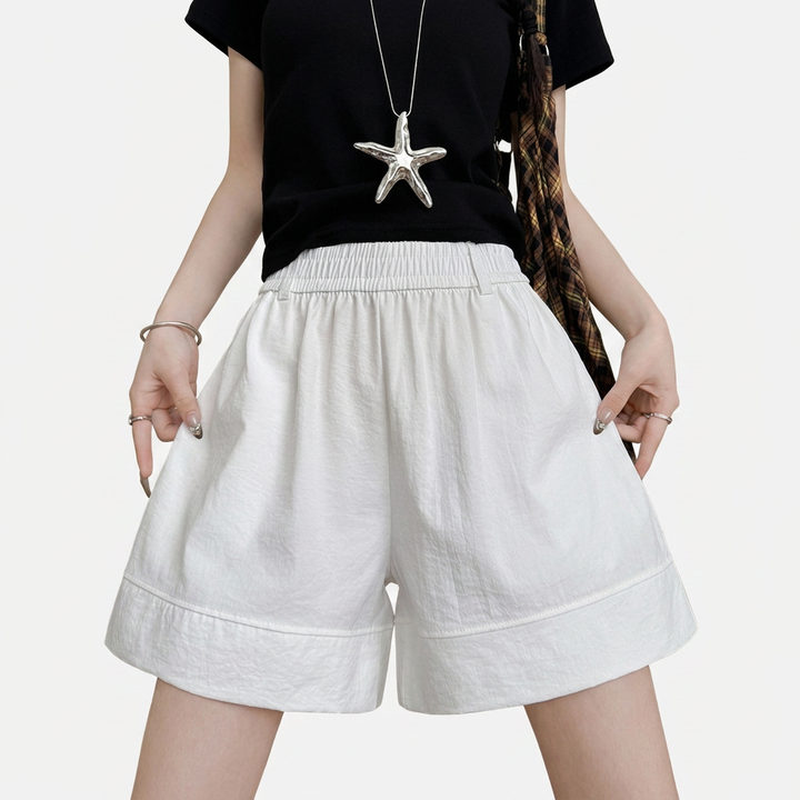 Women’s Elastic-Waist Wide-Leg Casual Shorts