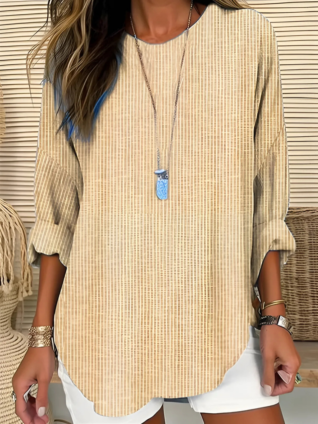 Women’s Blouse | Vertical Stripe Round Neck