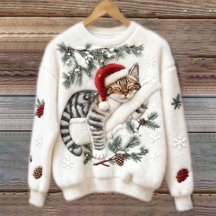 Women’s Jumper | Festive Cat Print