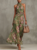 Women's Green Maxi Dress | Halter