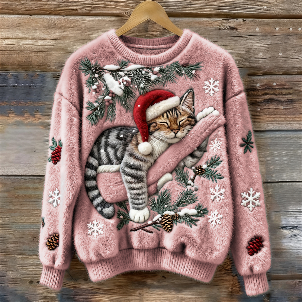 Women’s Jumper | Festive Cat Print