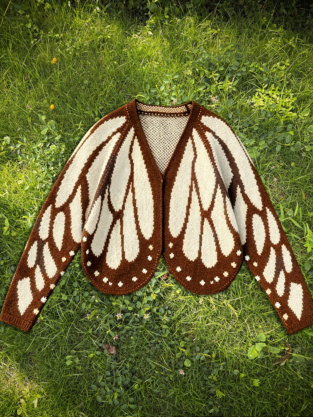 Butterfly Knit Cardigan, Open Front Long Sleeve Jumper