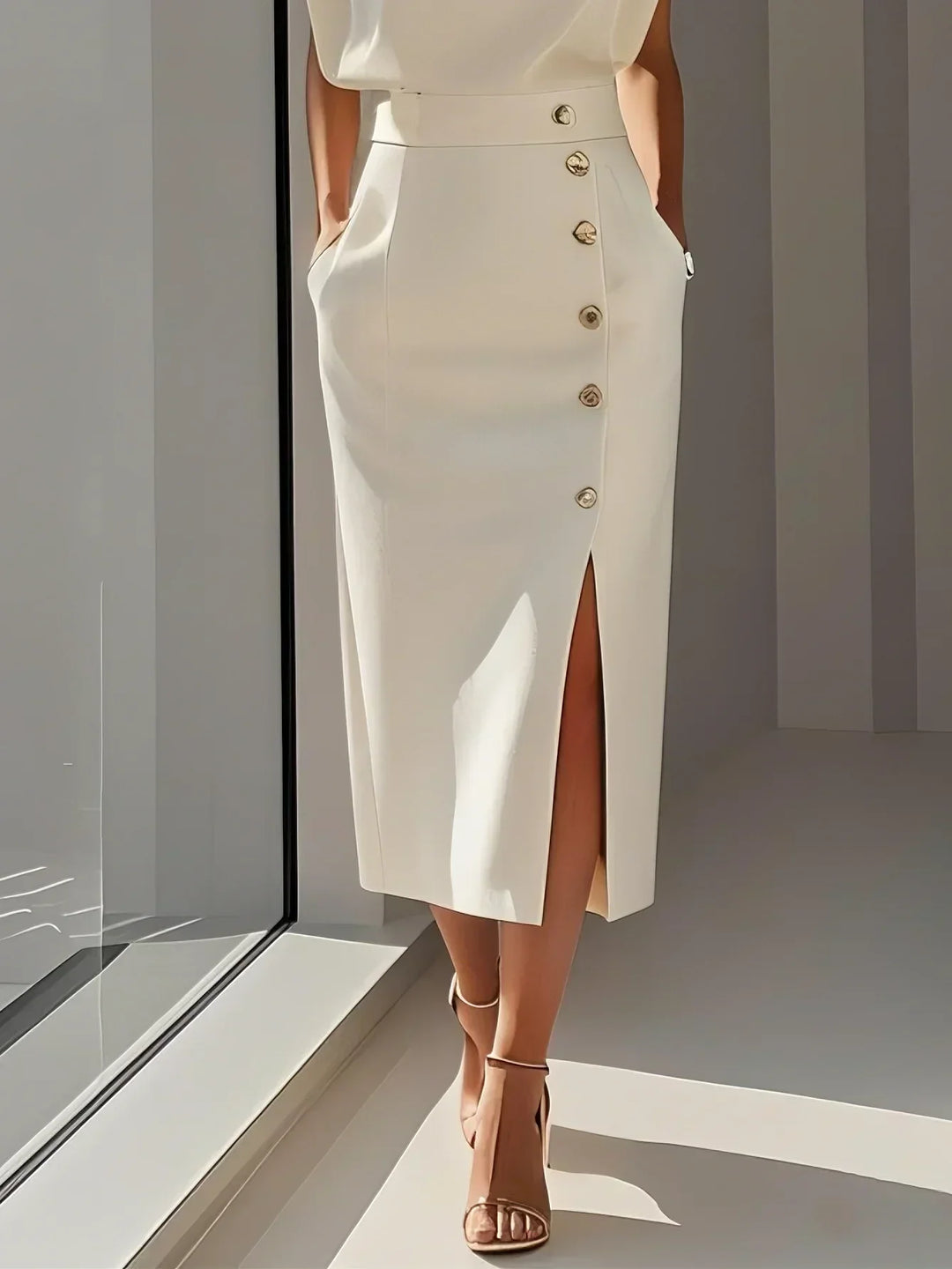 Women’s Dress | Sleeveless Side Button Midi