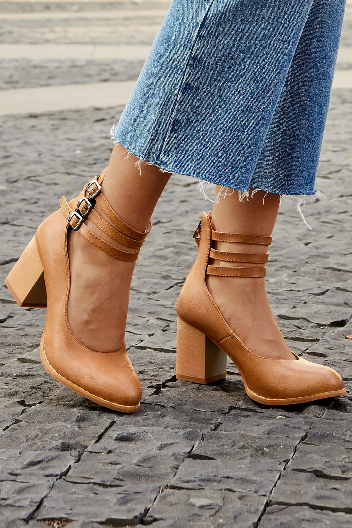 Heels For Women | Ankle Strap Block Heel