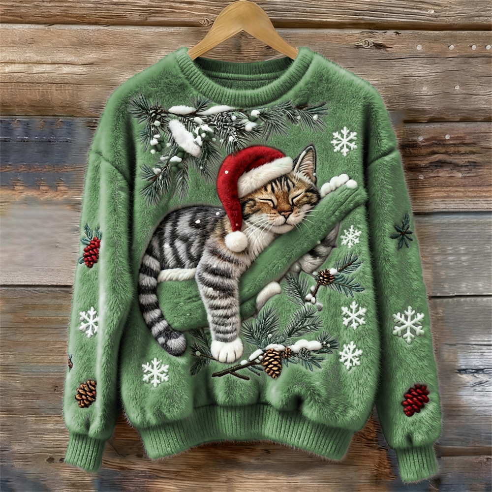 Women’s Jumper | Festive Cat Print