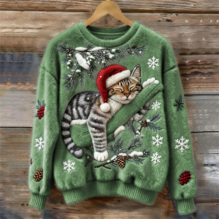 Women’s Jumper | Festive Cat Print