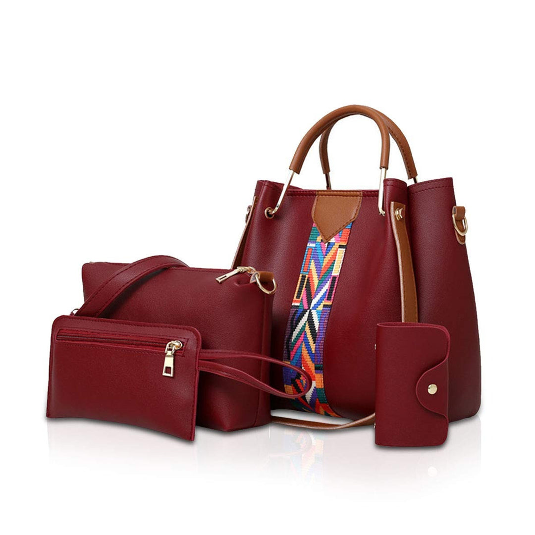 Four-piece faux leather handbag set