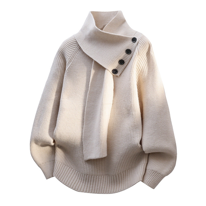 Women’s Jumper | Scarf Neck Button Detail