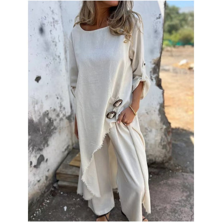 Women’s Matching Set | Asymmetric Top Wide-Leg